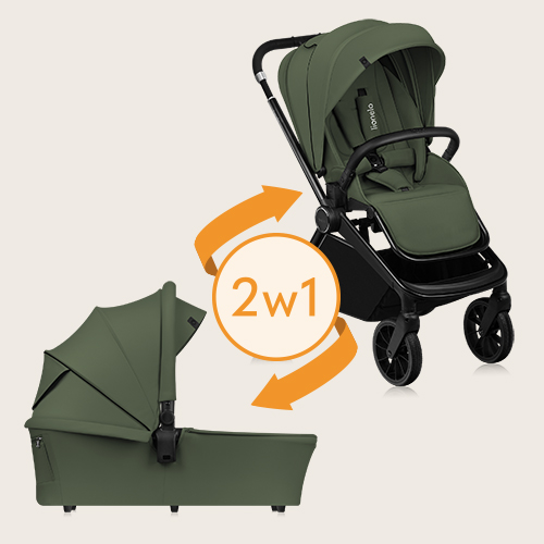 Lionelo Mika Plus 2w1 Green Olive — Wózek wielofunkcyjny